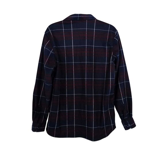 Mens Navy Blue Plaid Flannel Button Down Shirt Xl Soft Fleece Lined - Picture 2 of 8